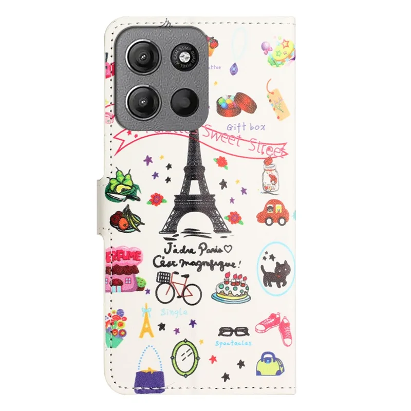 Phone Case For Motorola Moto G67 Power 5G  /  G57 Power 5G  /  G57 5G Pattern Print PU Leather Wallet Phone Cover - Eiffel Tower
