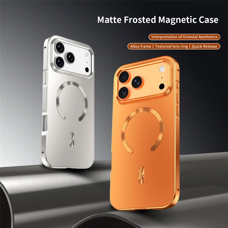 Coque pour iPhone 17 Pro Max compatible MagSafe avec cadre en alliage et dos en PC - Titane