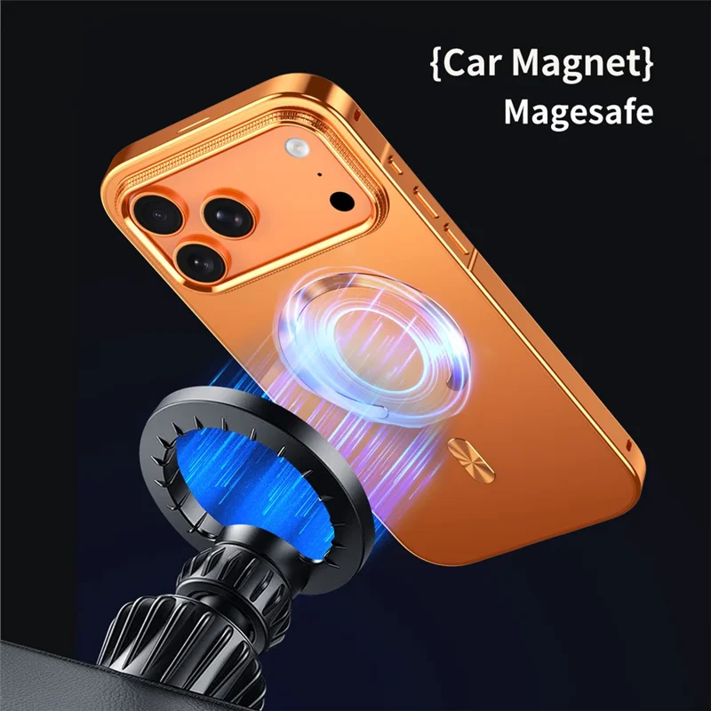 Custodia per iPhone 17 Pro Compatibile con MagSafe, Struttura in Lega Metallica, Cover Posteriore in PC - Arancione