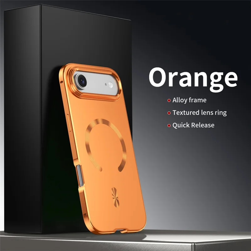 Funda para iPhone Air compatible con MagSafe, carcasa trasera de PC con marco de aleación - Naranja
