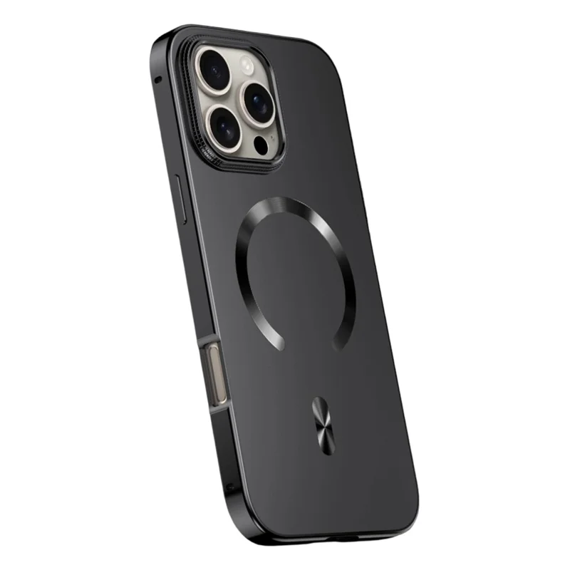 For iPhone 16 Pro Max hoes compatibel met MagSafe Legeringsframe Telefoon PC-achterklep - Zwart