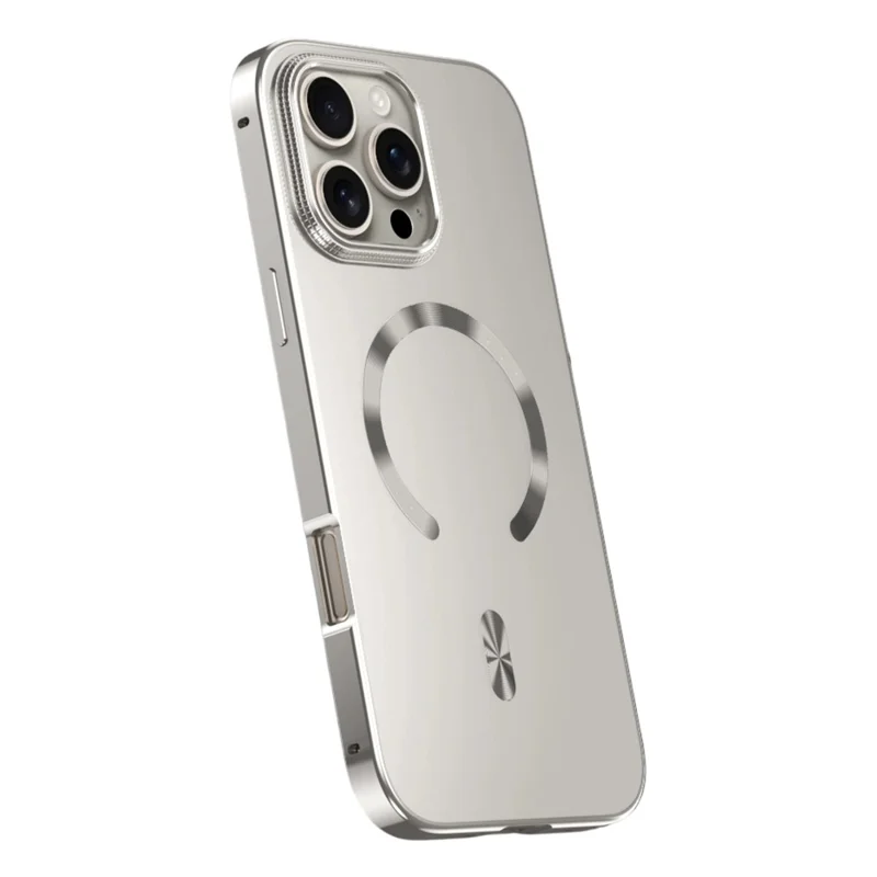 For iPhone 16 Pro Case Compatible with MagSafe Alloy Frame Phone PC Back Cover - Titanium