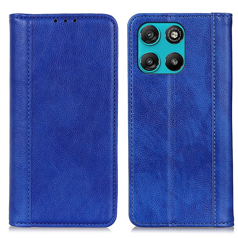 Stand Case For Motorola Moto G67 Power 5G  /  G57 Power 5G Split Leather Litchi Texture Wallet Phone Cover - Blue