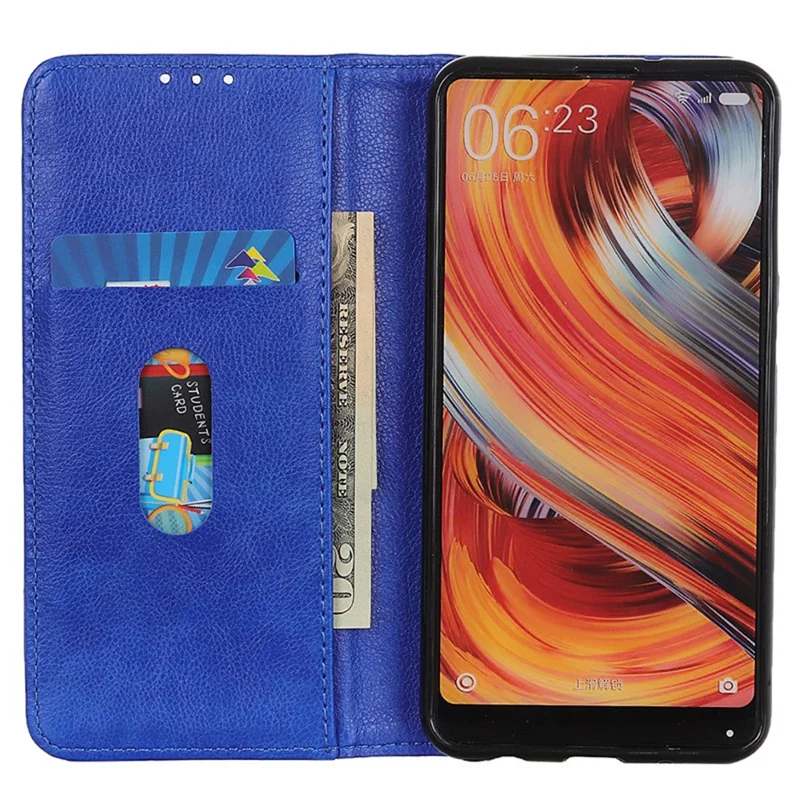 Stand Case For Motorola Moto G67 Power 5G  /  G57 Power 5G Split Leather Litchi Texture Wallet Phone Cover - Blue