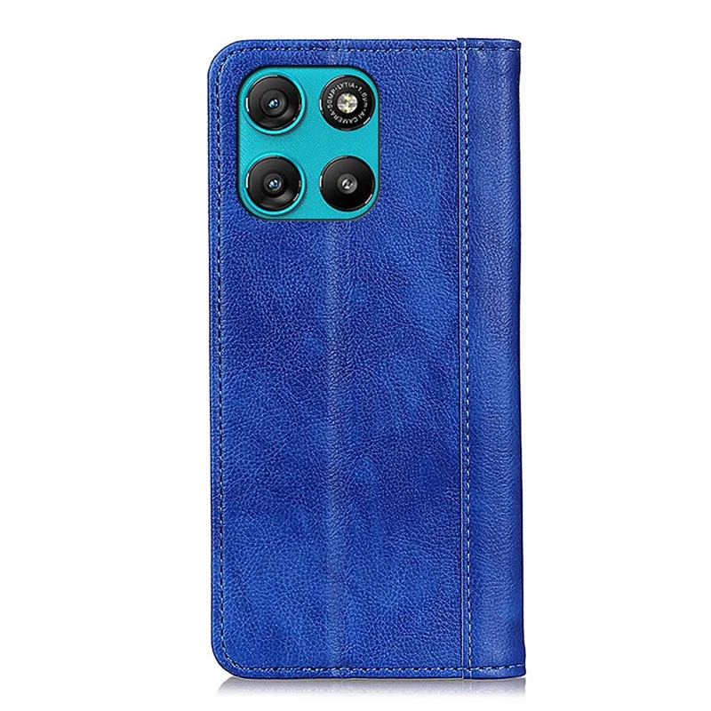 Stand Case For Motorola Moto G67 Power 5G  /  G57 Power 5G Split Leather Litchi Texture Wallet Phone Cover - Blue