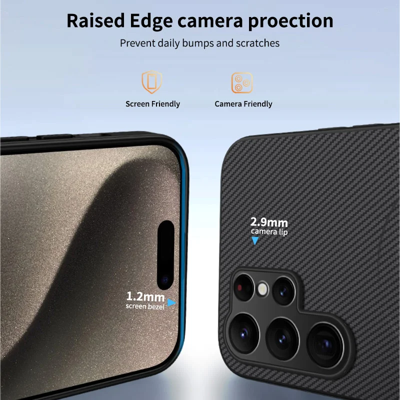 WANLONFENG For Samsung Galaxy S26 Ultra Magnetic Case TQ Series Carbon Fiber Texture PC TPU Phone Cover - Black - 3