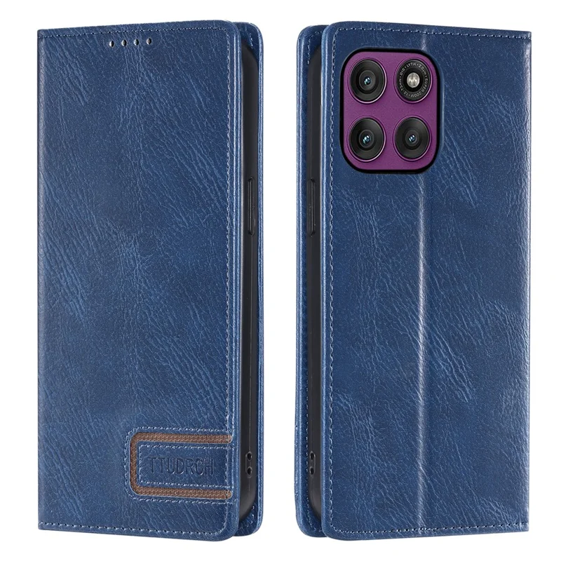 TTUDRCH Style 007 For Motorola Moto G67 Power 5G Leather Case RFID Blocking Wallet Stand Phone Cover - Blue