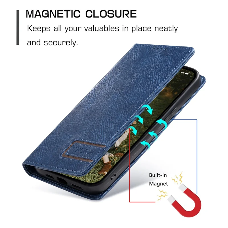 TTUDRCH Style 007 For Motorola Moto G67 Power 5G Leather Case RFID Blocking Wallet Stand Phone Cover - Blue