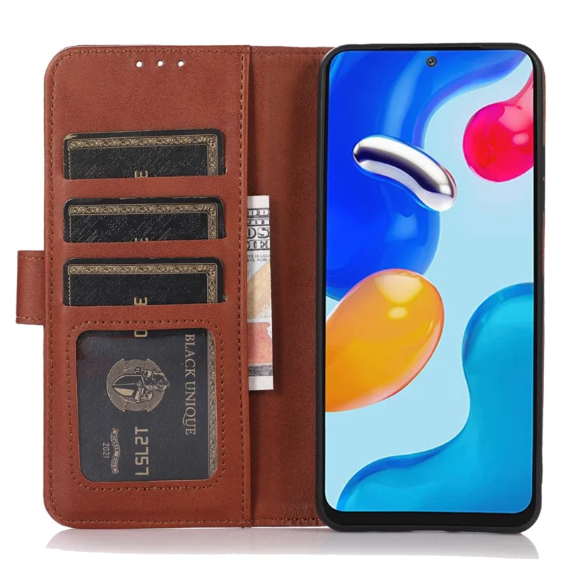 For Google Pixel 10a Case Cowhide Texture Leather Wallet Phone Cover with Stand - Brown