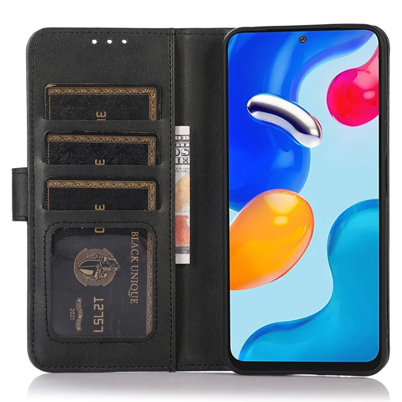 For Google Pixel 10a Case Cowhide Texture Leather Wallet Phone Cover with Stand - Black