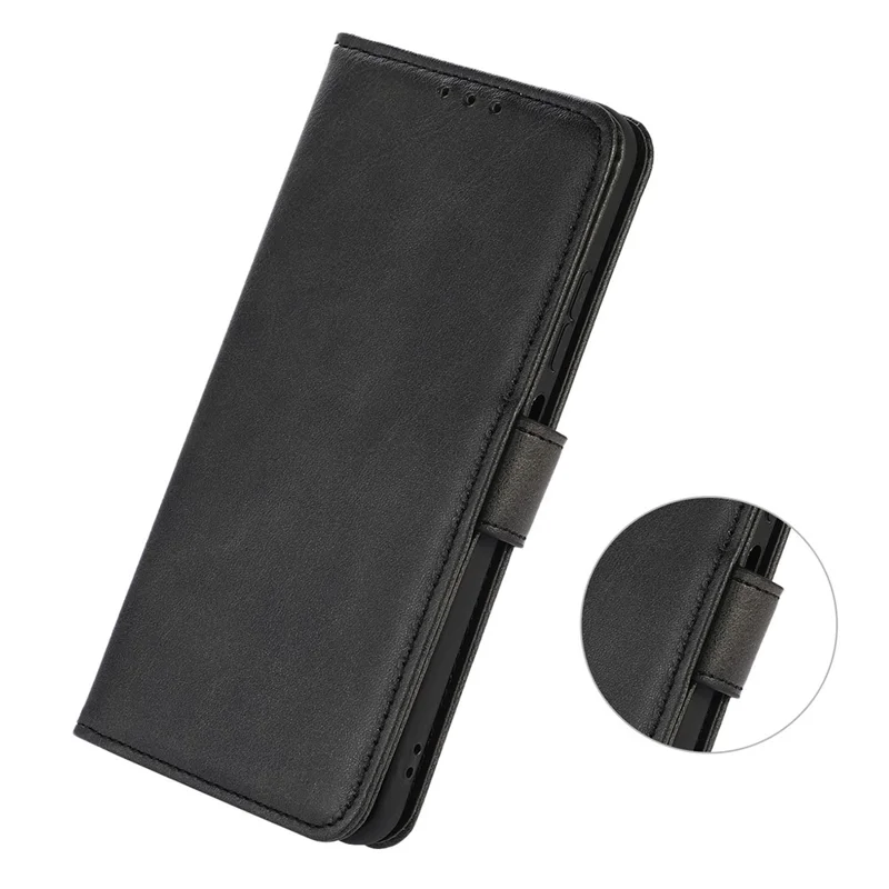 For Google Pixel 10a Case Cowhide Texture Leather Wallet Phone Cover with Stand - Black
