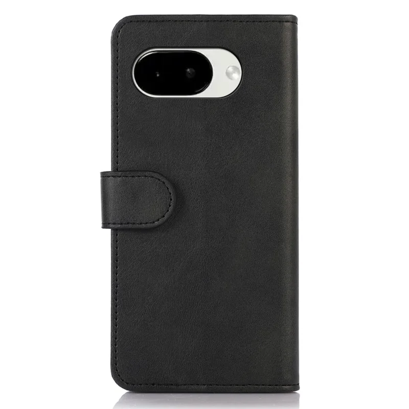 For Google Pixel 10a Case Cowhide Texture Leather Wallet Phone Cover with Stand - Black