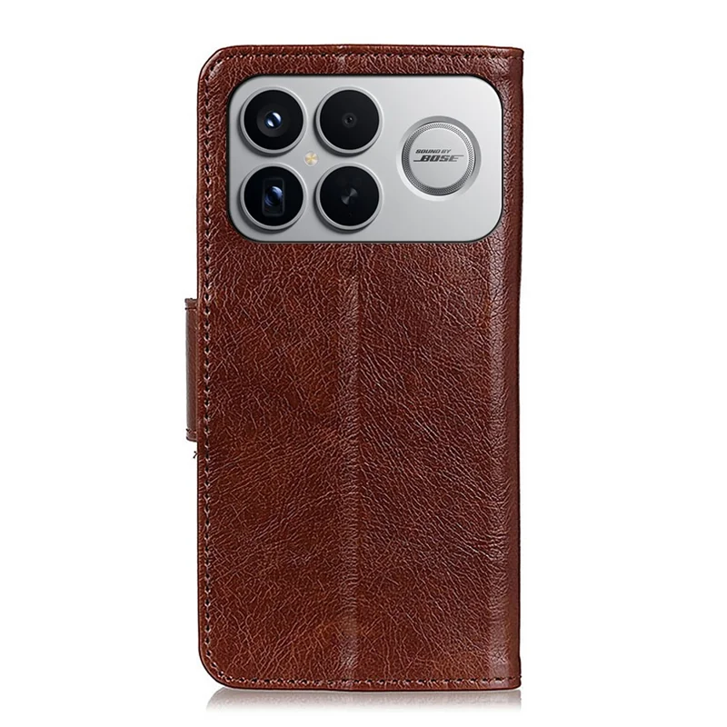 Phone Case For Xiaomi Redmi K90 Pro Max 5G  /  Poco F8 Ultra Nappa Texture Split Leather Wallet Phone Cover - Brown