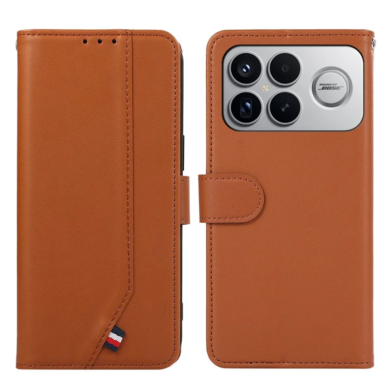 Funda de Teléfono para Xiaomi Redmi K90 Pro Max 5G / Poco F8 Ultra, Funda Abatible de Cuero con Bloqueo RFID - Marrón