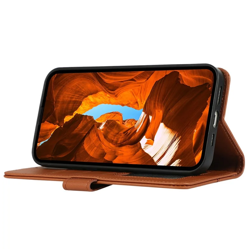 Funda de Teléfono para Xiaomi Redmi K90 Pro Max 5G / Poco F8 Ultra, Funda Abatible de Cuero con Bloqueo RFID - Marrón