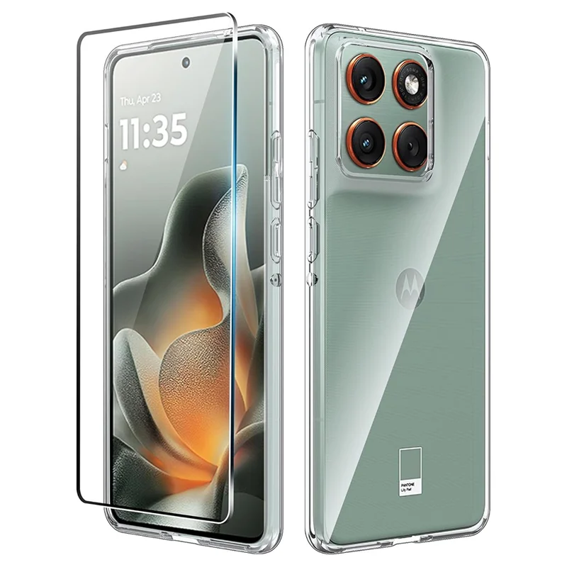 Przezroczysta obudowa z TPU na Motorola Edge 70 5G antyrysik + folia ekranowa z 2,5D łukowym brzegiem