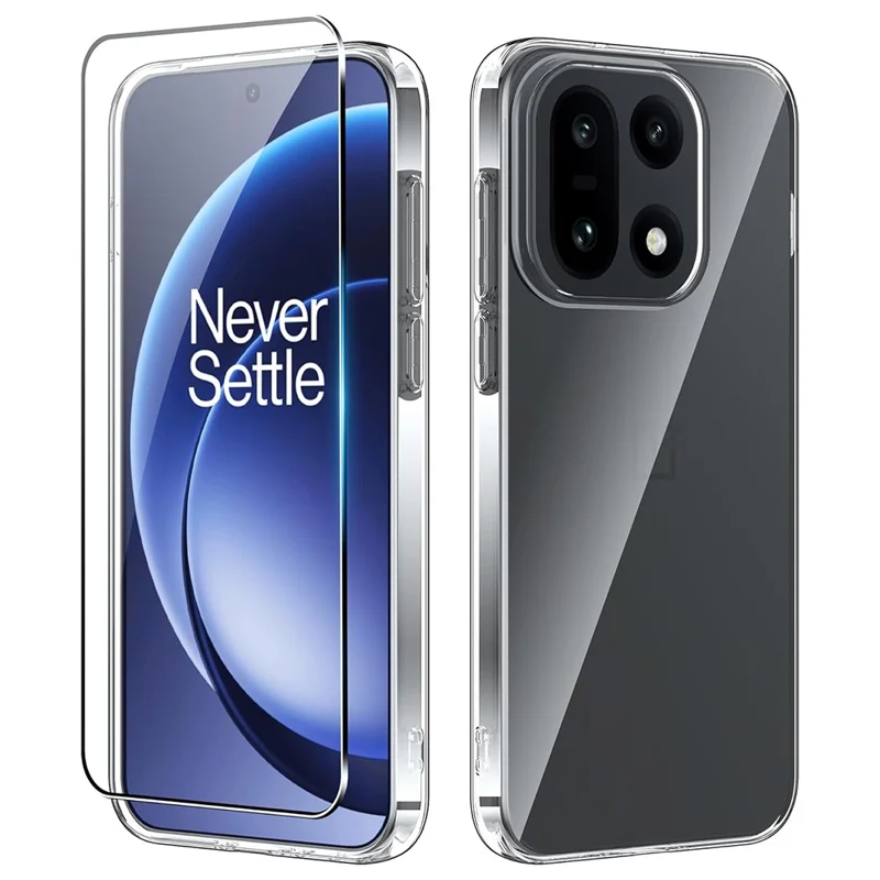 Folia przeźroczysta TPU na OnePlus 15 5G antyrysik + ochrona ekranu z hartowanego szkła z zaokrąglonymi krawędziami 2.5D