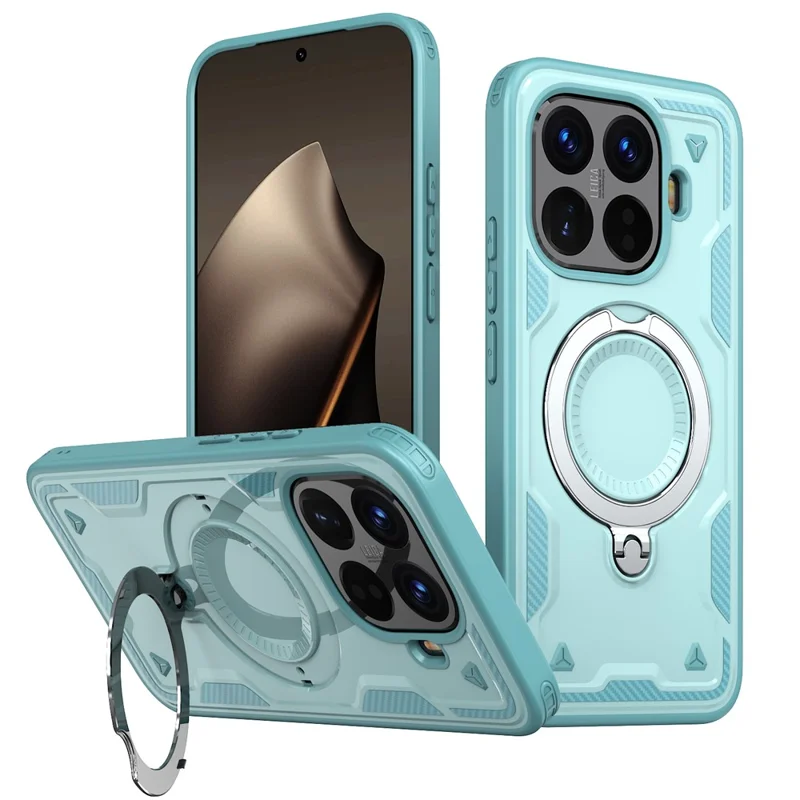 For Xiaomi 15T Pro Magnetic Case Military Protection PC + TPU Kickstand Phone Cover - Baby Blue