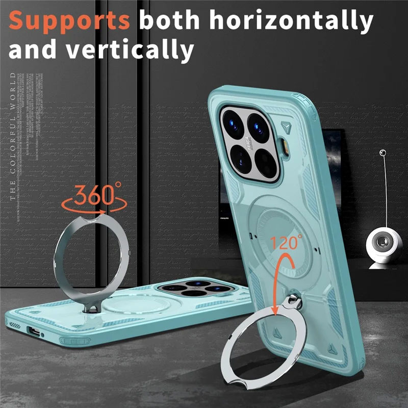 For Xiaomi 15T Pro Magnetic Case Military Protection PC + TPU Kickstand Phone Cover - Baby Blue