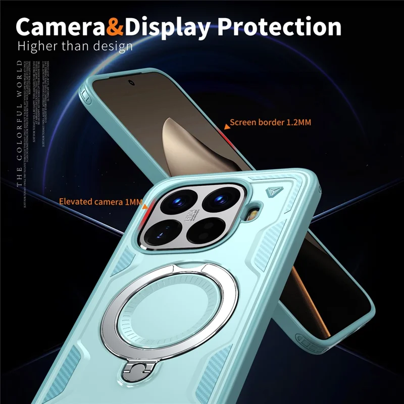 For Xiaomi 15T Pro Magnetic Case Military Protection PC + TPU Kickstand Phone Cover - Baby Blue