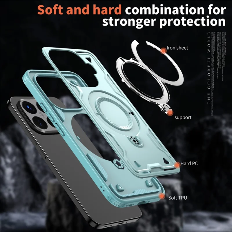 For Xiaomi 15T Pro Magnetic Case Military Protection PC + TPU Kickstand Phone Cover - Baby Blue