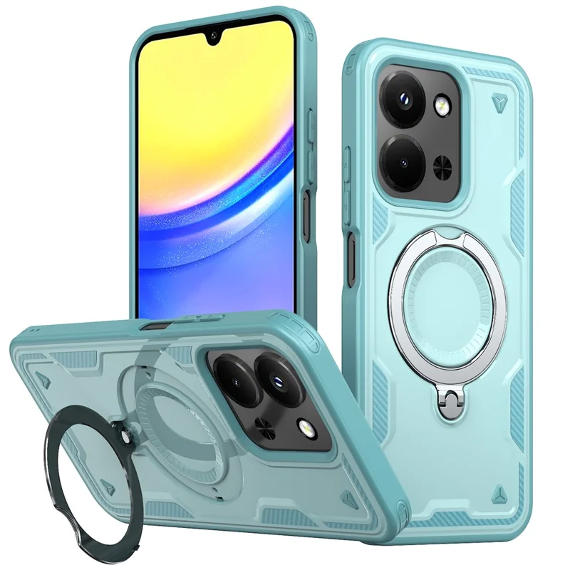 Phone Case For Xiaomi Redmi 15C 5G (EU) (173mm)  /  4G (EU) (173mm)  /  Poco C85 4G (173mm) Magnetic Case Military Protection PC + TPU Kickstand Cover - Baby Blue