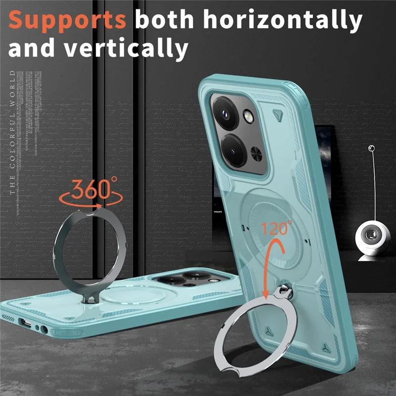 Phone Case For Xiaomi Redmi 15C 5G (EU) (173mm)  /  4G (EU) (173mm)  /  Poco C85 4G (173mm) Magnetic Case Military Protection PC + TPU Kickstand Cover - Baby Blue