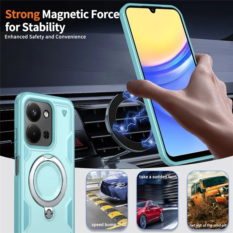 Phone Case For Xiaomi Redmi 15C 5G (EU) (173mm)  /  4G (EU) (173mm)  /  Poco C85 4G (173mm) Magnetic Case Military Protection PC + TPU Kickstand Cover - Baby Blue