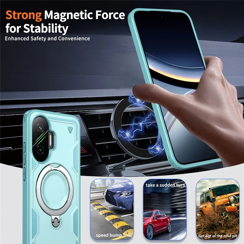 Für Xiaomi Poco F7 5G / Redmi Turbo 4 Pro 5G Hülle kompatibel mit MagSafe Militärschutz PC + TPU Ständer-Handyhülle - Babyblau