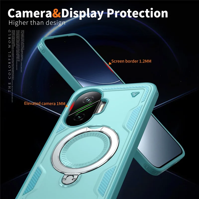 Für Xiaomi Poco F7 5G / Redmi Turbo 4 Pro 5G Hülle kompatibel mit MagSafe Militärschutz PC + TPU Ständer-Handyhülle - Babyblau