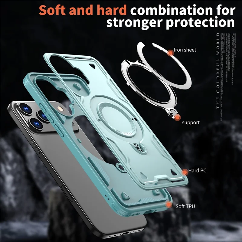 Für Xiaomi Poco F7 5G / Redmi Turbo 4 Pro 5G Hülle kompatibel mit MagSafe Militärschutz PC + TPU Ständer-Handyhülle - Babyblau