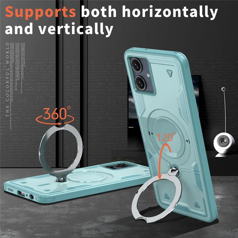 Hülle für Samsung Galaxy A06 5G, kompatibel mit MagSafe, militärischer Schutz, PC + TPU, Ständer, Handyhülle - Babyblau