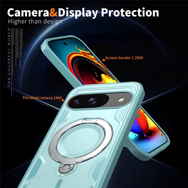 For Google Pixel 10 / 10 Pro Magnetic Case Military Protection PC + TPU Kickstand Phone Cover - Baby Blue