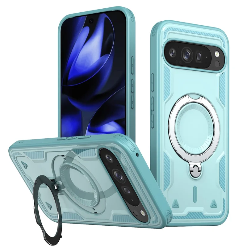 For Google Pixel 10 Pro XL Magnetic Case Military Protection PC + TPU Kickstand Phone Cover - Baby Blue