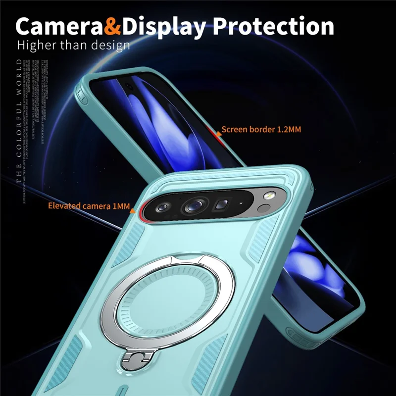 For Google Pixel 10 Pro XL Magnetic Case Military Protection PC + TPU Kickstand Phone Cover - Baby Blue
