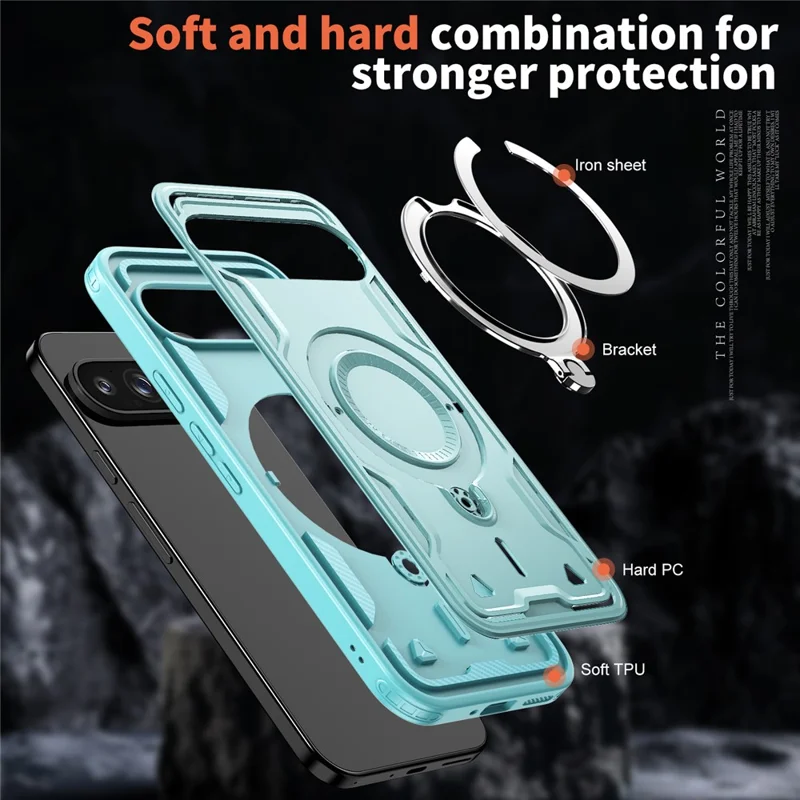For Google Pixel 10 Pro XL Magnetic Case Military Protection PC + TPU Kickstand Phone Cover - Baby Blue