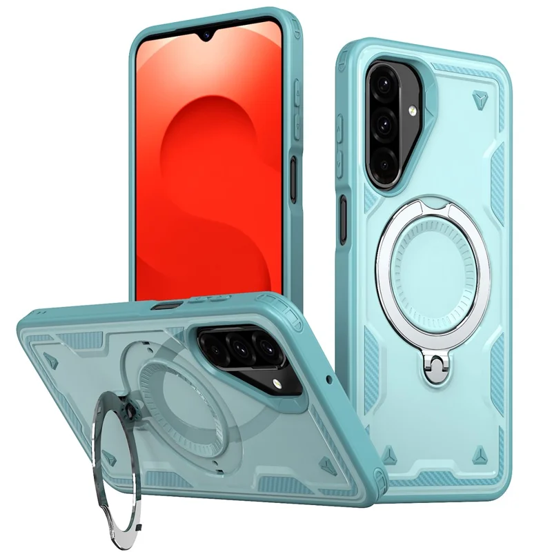 For Samsung Galaxy A17 5G / 4G Magnetic Case Military Protection PC + TPU Kickstand Phone Cover - Baby Blue