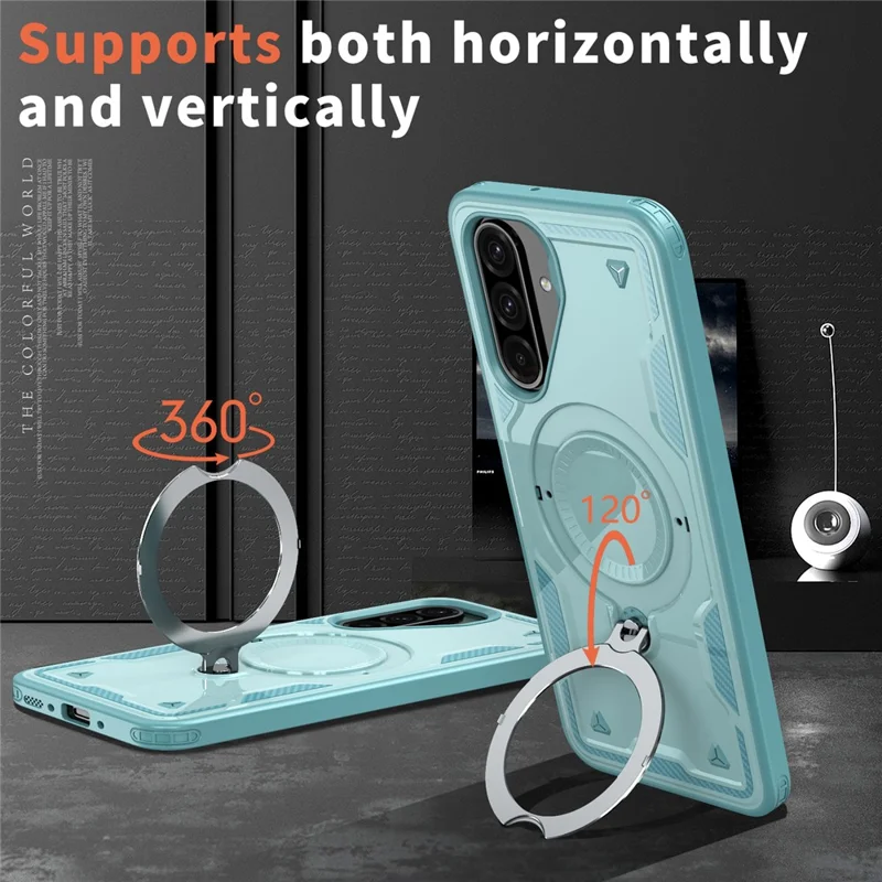 For Samsung Galaxy A17 5G / 4G Magnetic Case Military Protection PC + TPU Kickstand Phone Cover - Baby Blue