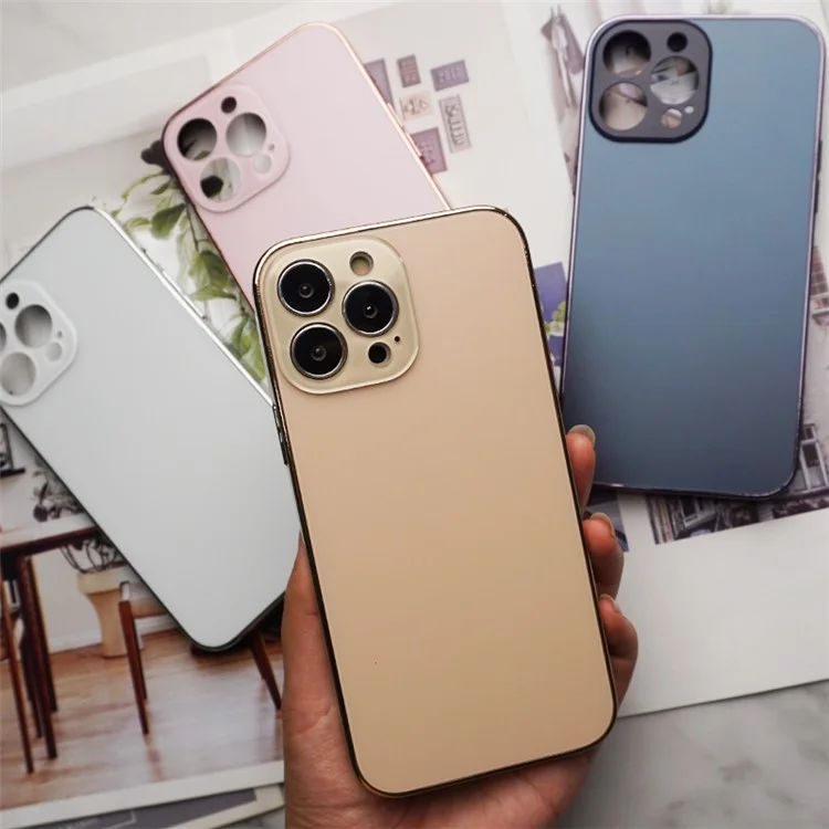 Tampa de PC+TPU Para Iphone 13 Pro 6,1 Polegadas, Cover de Proteção Anti-drop Electroplatado AG Caixa de Telefone Fosco - Cinza