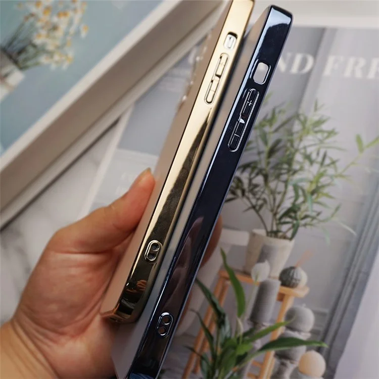 Tampa de PC+TPU Para Iphone 13 Pro 6,1 Polegadas, Cover de Proteção Anti-drop Electroplatado AG Caixa de Telefone Fosco - Cinza