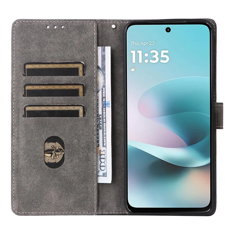 Leather Case for Motorola Moto G67 Power 5G / G57 Power 5G / G57 5G Wallet RFID Blocking Phone Cover Stand with Strap - Black