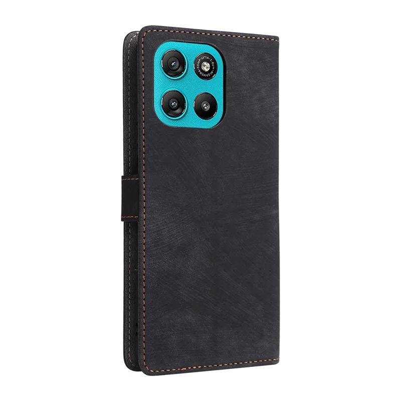 Leather Case for Motorola Moto G67 Power 5G / G57 Power 5G / G57 5G Wallet RFID Blocking Phone Cover Stand with Strap - Black