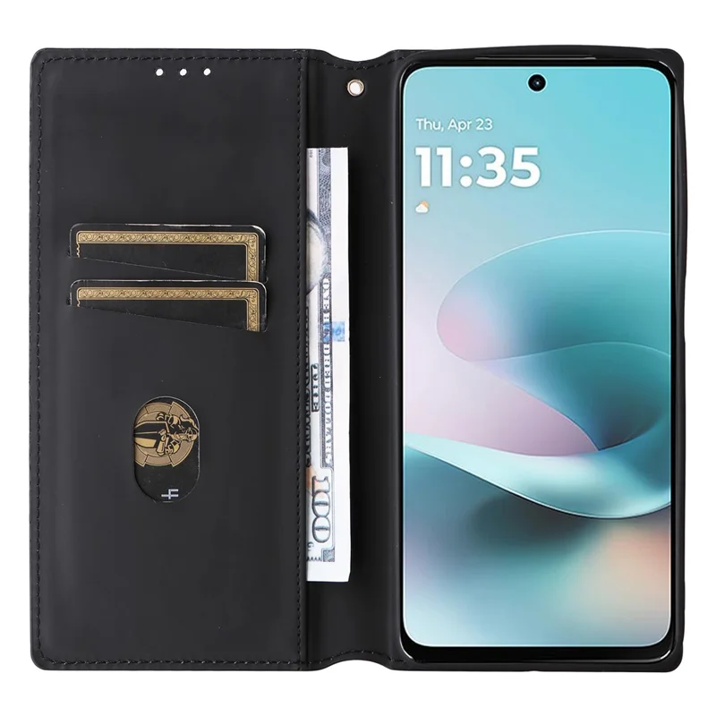 Wallet Case for Motorola Moto G67 Power 5G / G57 Power 5G / G57 5G Rhombus Imprinted PU Leather Phone Cover - Red