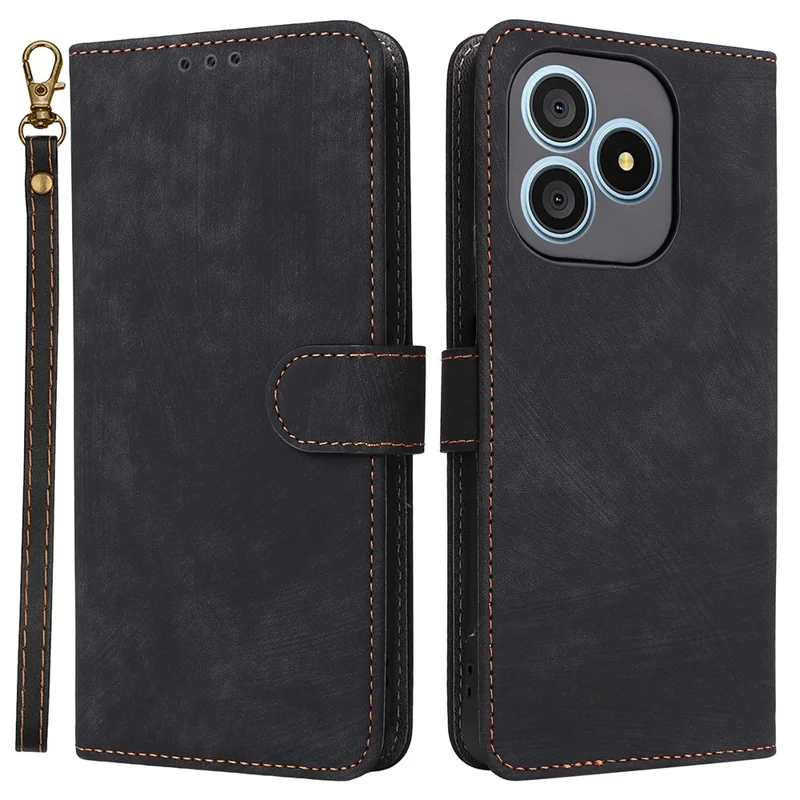 For Blackview Wave 9C Case Wallet RFID Blocking PU Leather Phone Cover Stand with Strap - Black