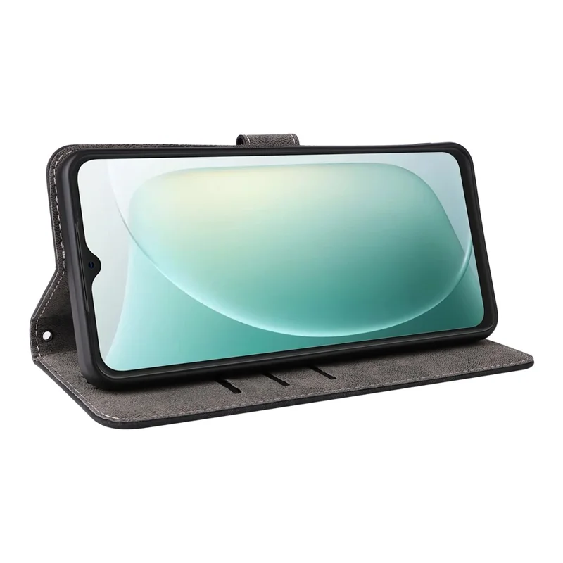 For Blackview Wave 9C Case Wallet RFID Blocking PU Leather Phone Cover Stand with Strap - Black