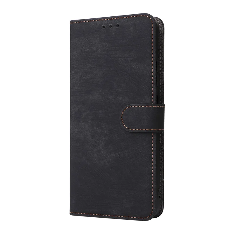 For Blackview Wave 9C Case Wallet RFID Blocking PU Leather Phone Cover Stand with Strap - Black