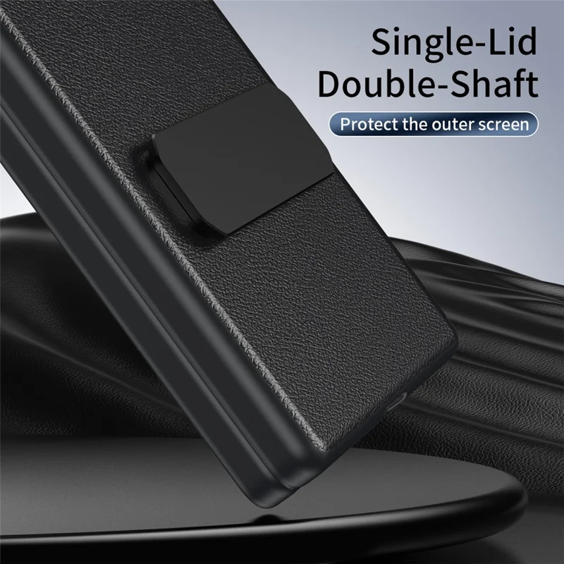 For Samsung Galaxy Z Fold6 5G Case Foldable Kickstand Leather Anti-Drop Phone Protective Cover - Black