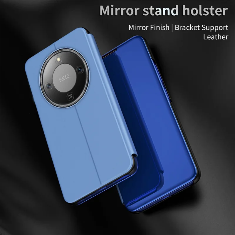 Voor Honor X9d 5G Hoesje Transparant Venster Staander Lederen Flip Hoes - Zwart