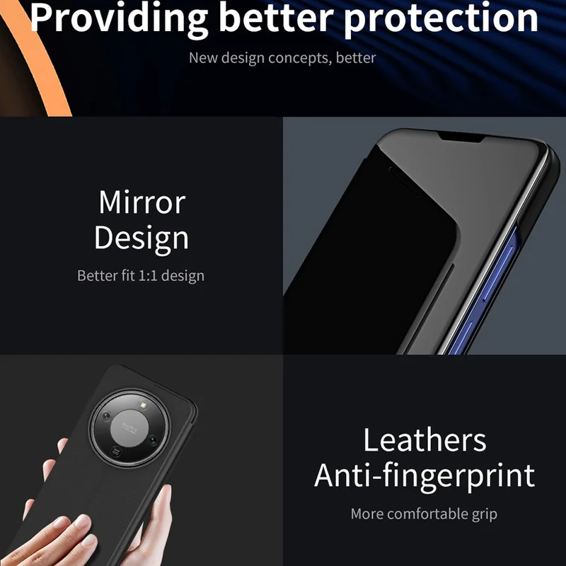 Voor Honor X9d 5G Hoesje Transparant Venster Staander Lederen Flip Hoes - Zwart