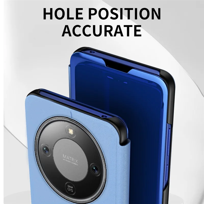 Voor Honor X9d 5G Hoesje Transparant Venster Staander Lederen Flip Hoes - Zwart